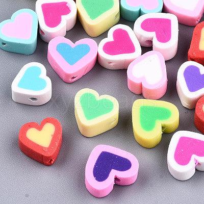 8x9mm Handmade Heart Polymer Clay Beads - 20 Pcs