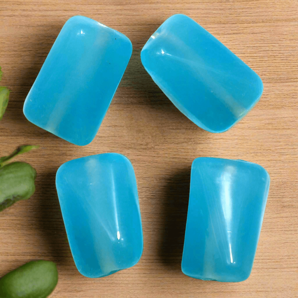20+ Glass Tumble Beads Rectangle Turquoise 20x14mm - Turquoise / Glass / Rectangle
