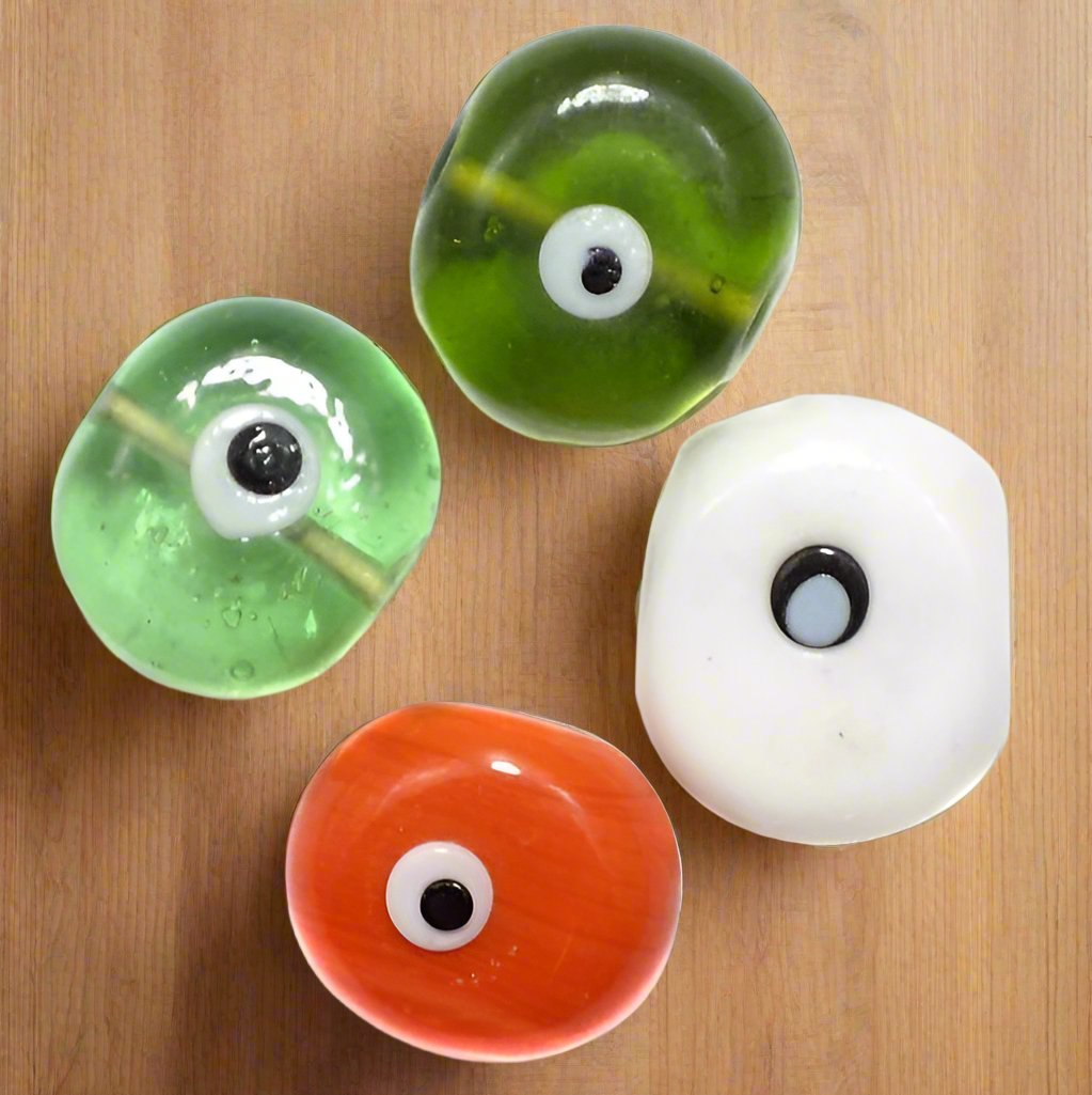 15 Eye Disc Beads Assorted 18-20mm - MultiColor / Glass / Disc