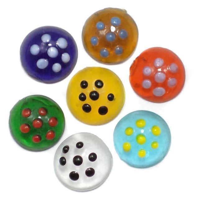 60 Bump Dotted Cabochon Beads Assorted 15mm - MultiColor / Glass / Assorted