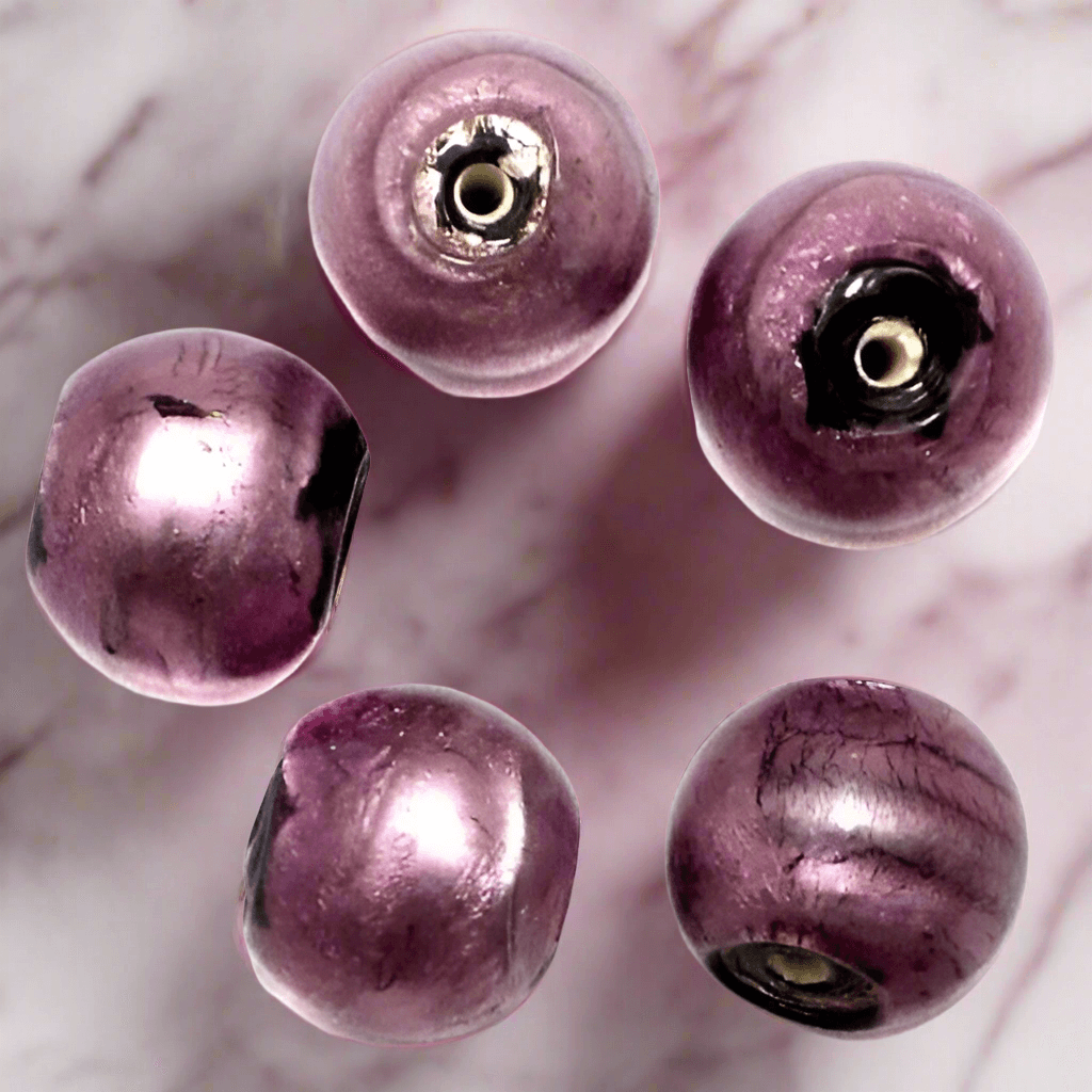 25 Pcs, 14mm Candy Round Beads Pink - Purple / Glass / Round