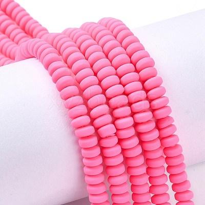 7x3mm Handmade Polymer Clay Bead 1 String - 7mm / Polymer Clay / Pink