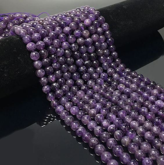 6mm Round Amethyst Stone Beads Purple - Purple / Stone / 1 String