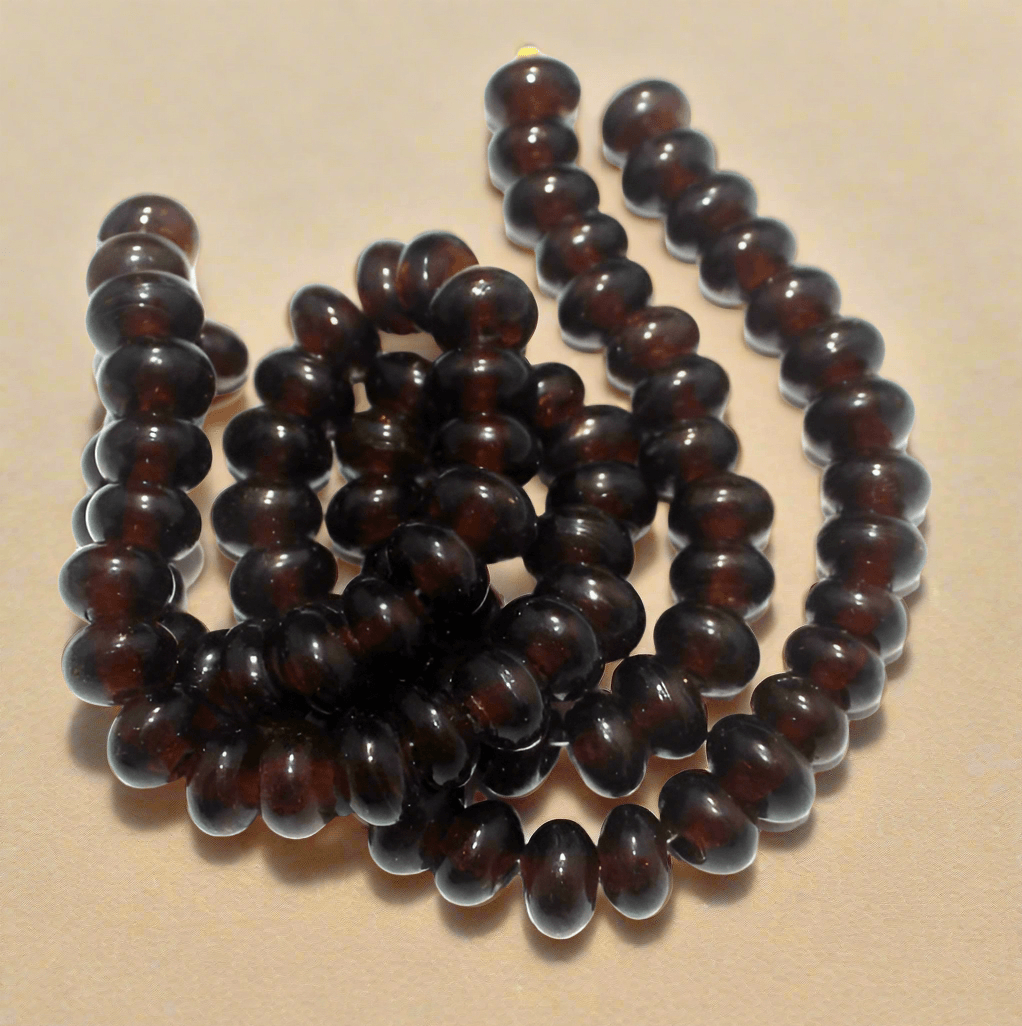 Glass RONDELLE Beads Topaz 15x10mm, 42 pcs - Brown / Glass / Rondelle