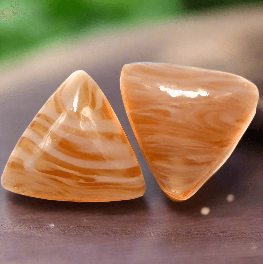 2 Lampwork Tikona Beads Light Brown 20x22mm - Brown / Glass / Triangle