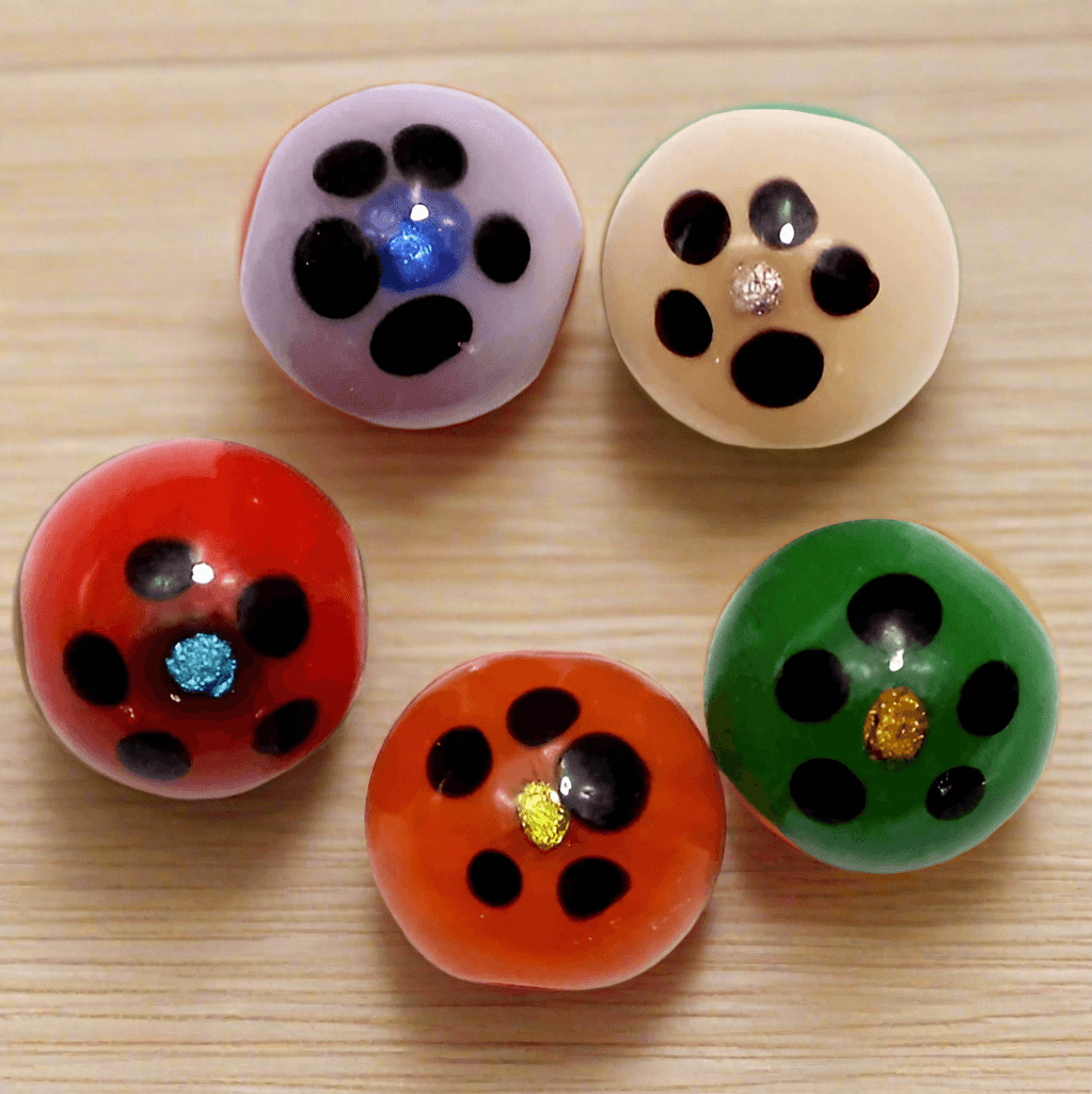 35+ Fancy Flower Round Beads Assorted 12mm - MultiColor / Glass / Round