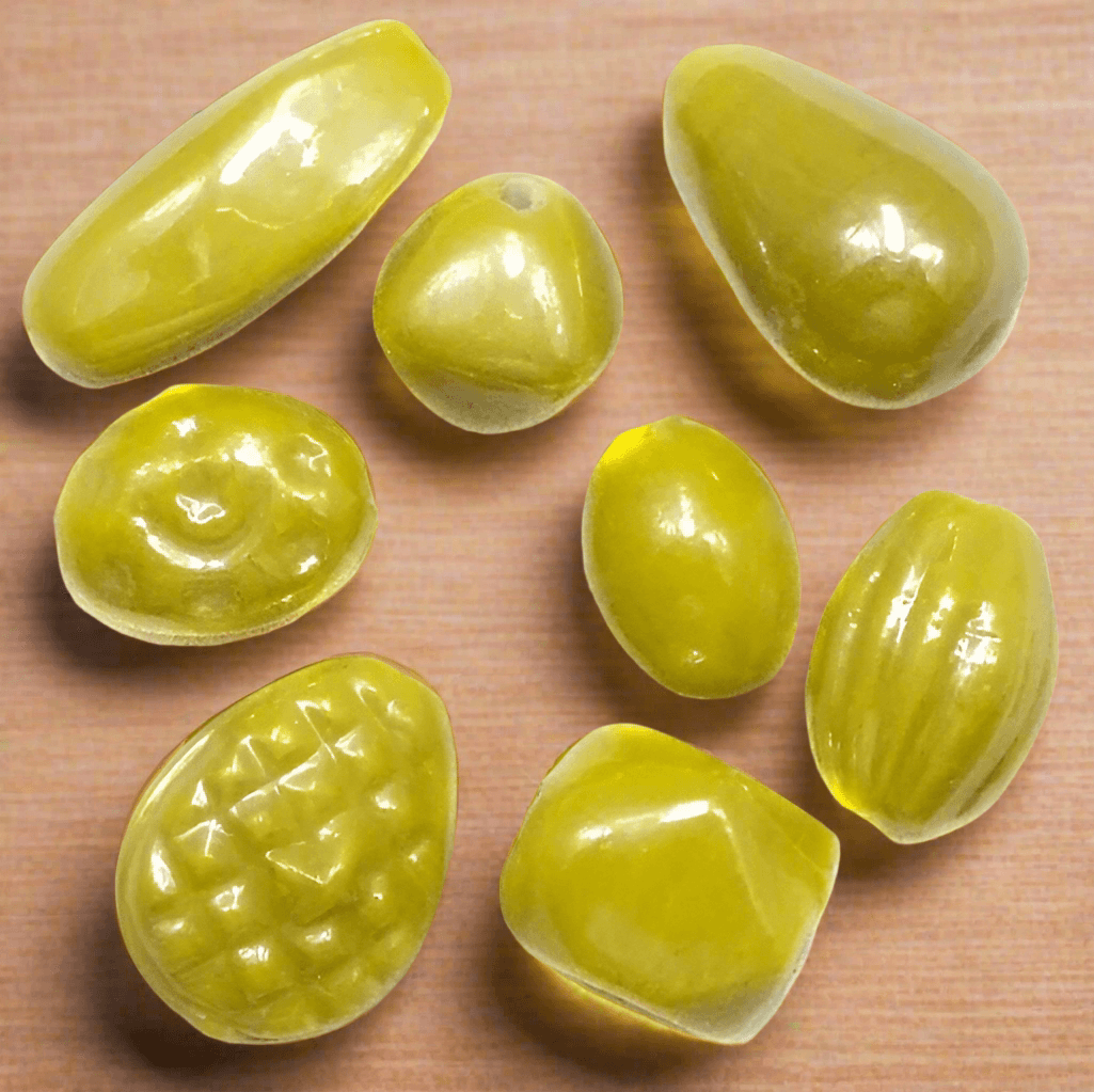 100+ Plain Beads Yellow AB 8-20mm - Yellow / Glass / Assorted