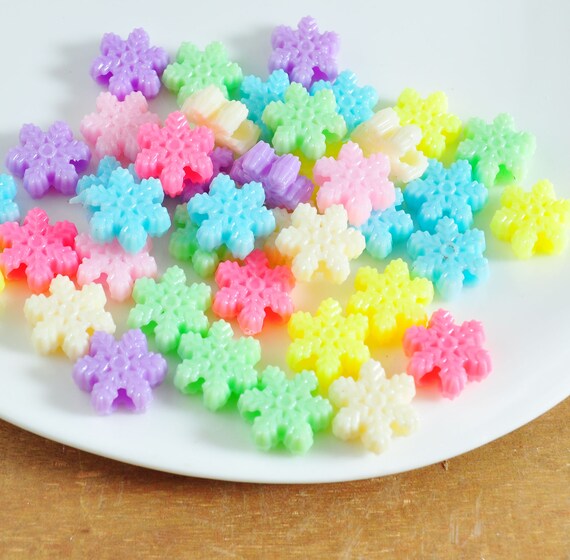 15mm Multicolor snowflake Acrylic Bead - MultiColor / Acrylic / 100 Gm