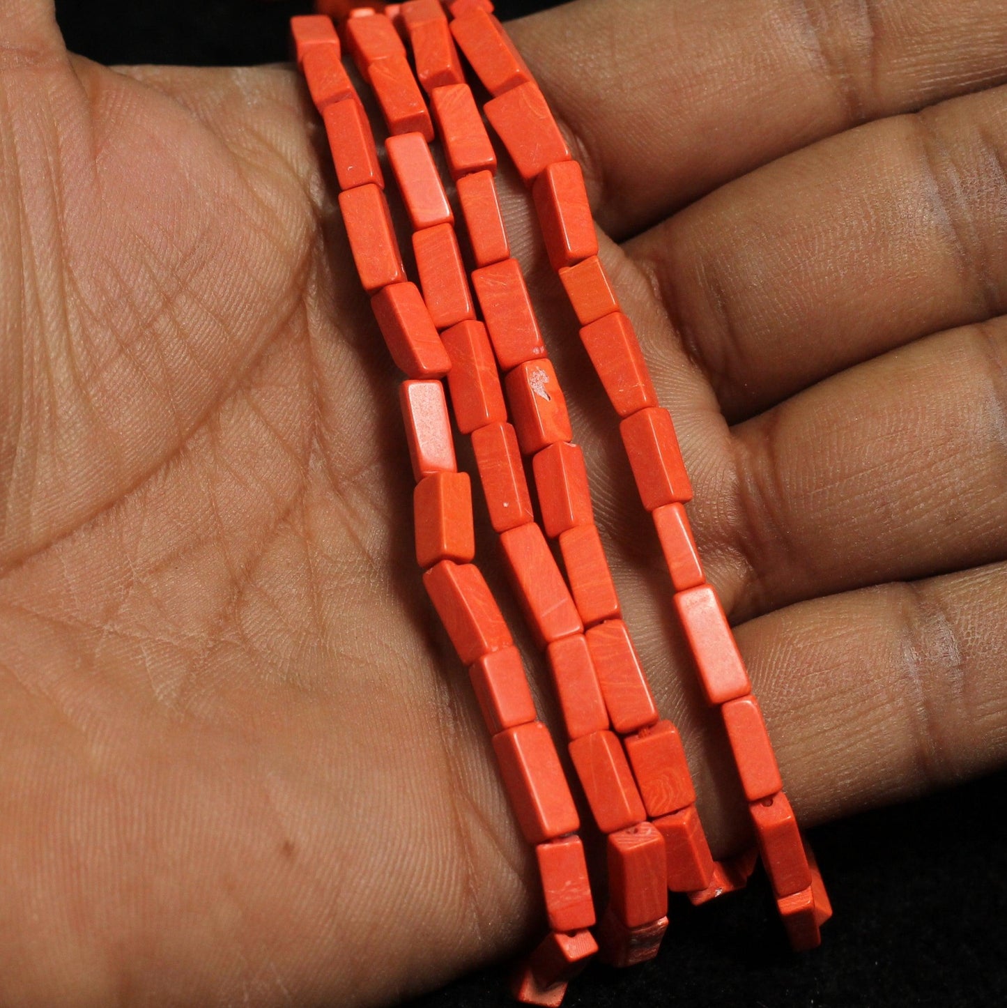 2 Strings Semiprecious Howlite Beads 8x3mm - Red / Stone / Rectangle