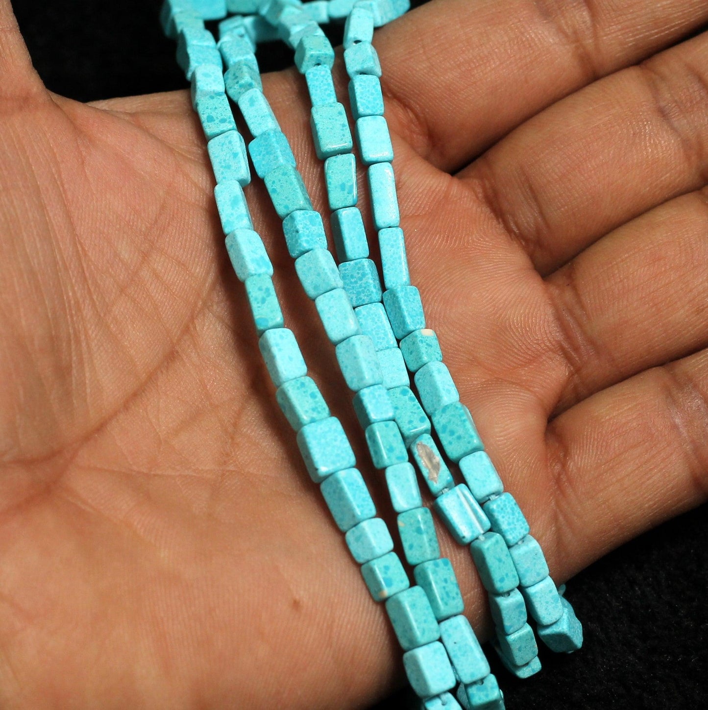 2 Strings Semiprecious Howlite Beads 6x3mm - Turquoise / Stone / Rectangle