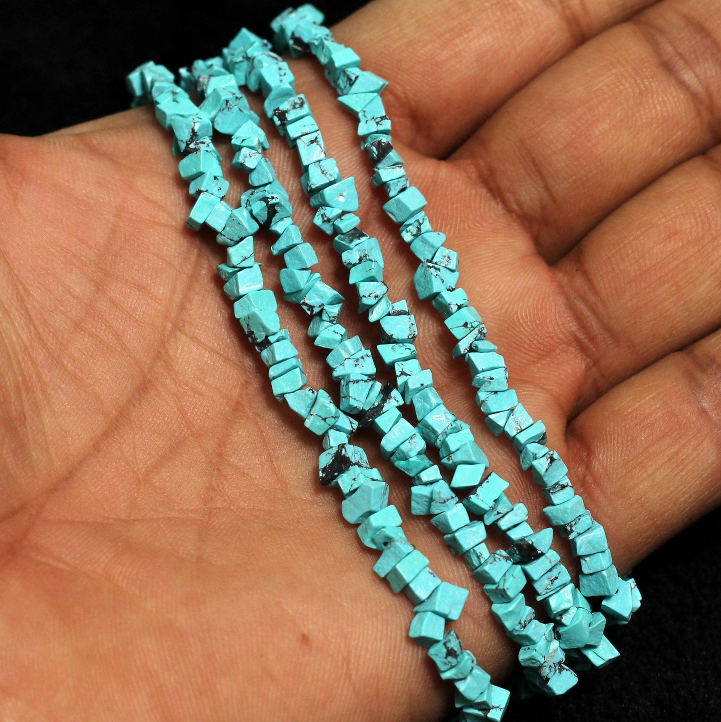 2 Strings Semiprecious Howlite Beads 4mm - Turquoise / Stone / Uncut
