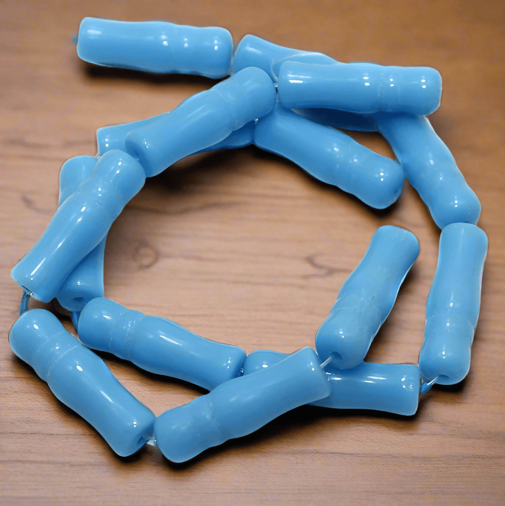 1 String Glass Beads Imam Opaque 8x24 mm - Turquoise / Glass / Tube