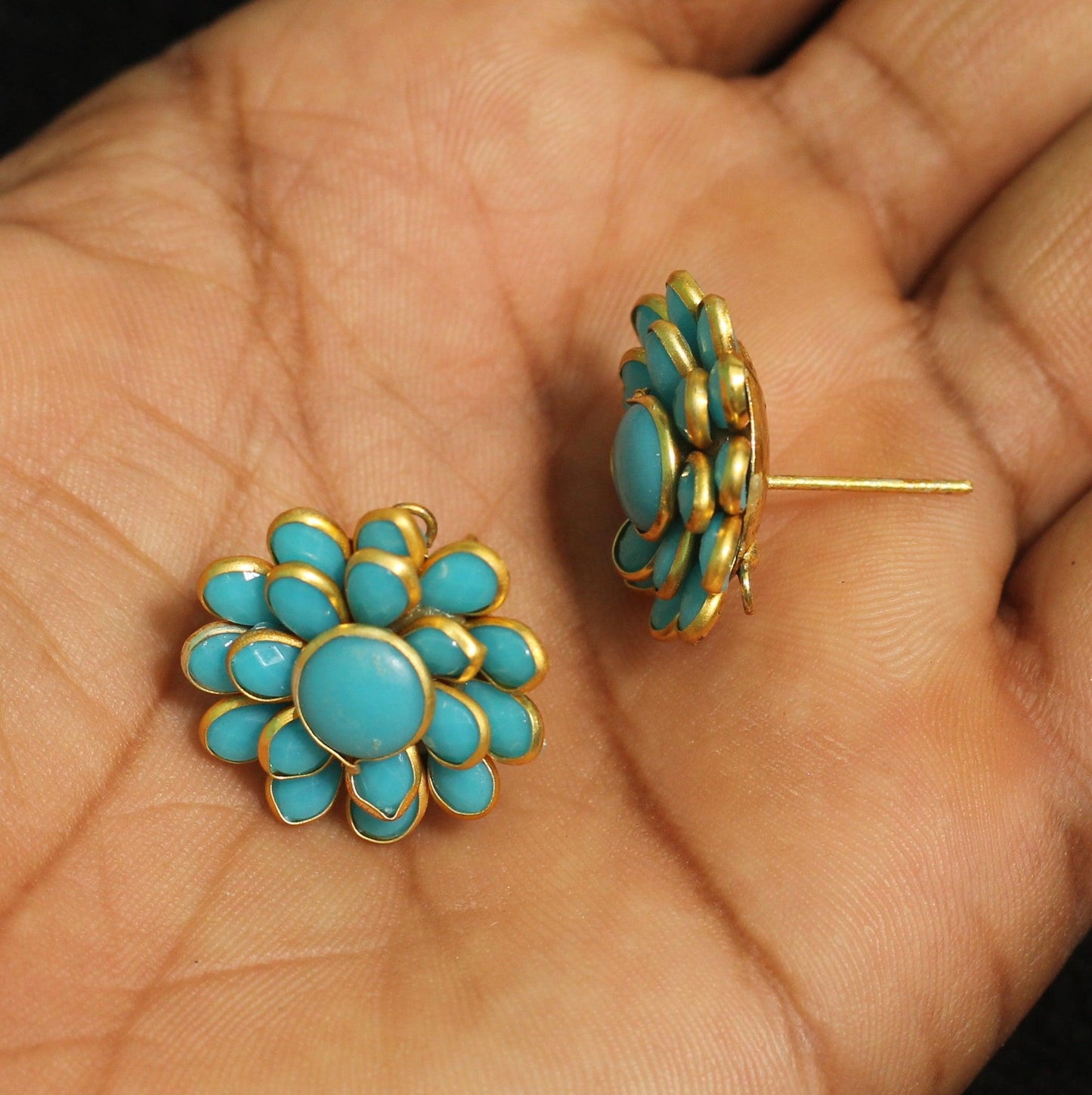 2 Pairs 20X20mm Double Layer PACCHI EARRING - Turquoise / Acrylic / 2 Pairs