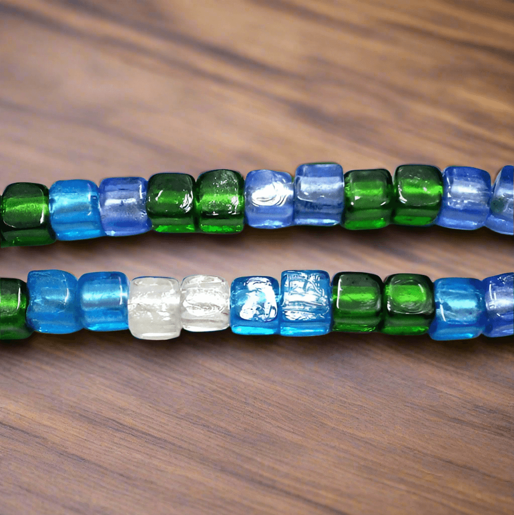 30 Silver Foil Cube Beads Assorted 12mm - Silver / Glass / Cube