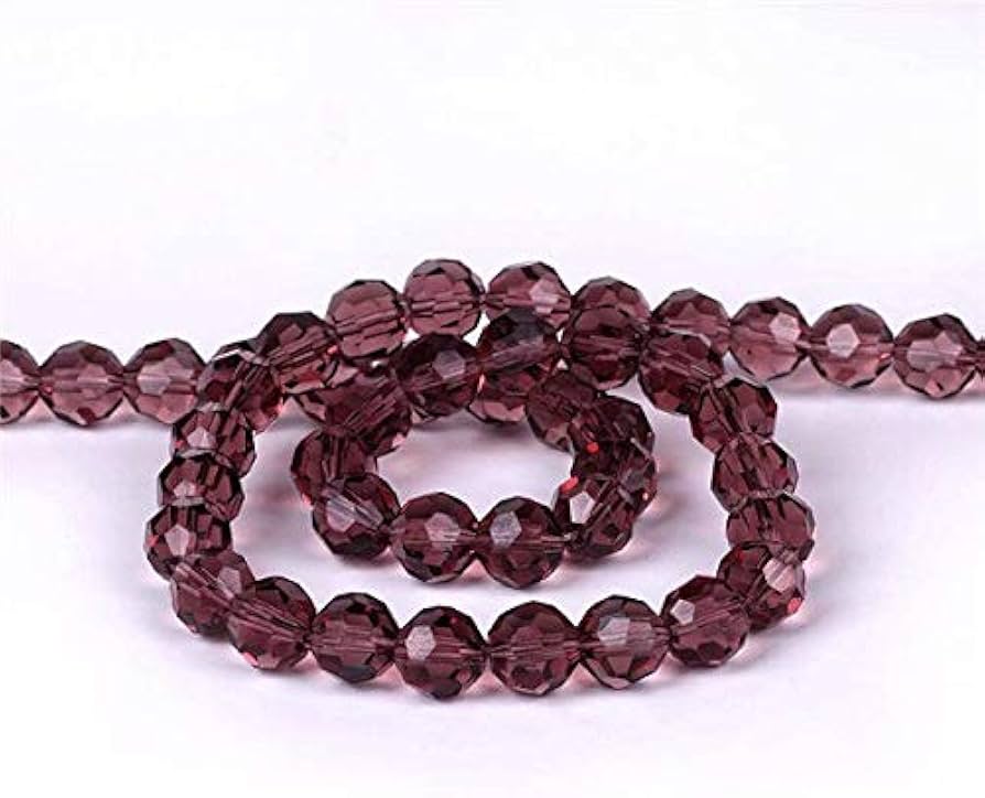 50+Pcs, 8mm Trans Purple Crystal Faceted Football Beads - Purple / 8mm / Rondelle