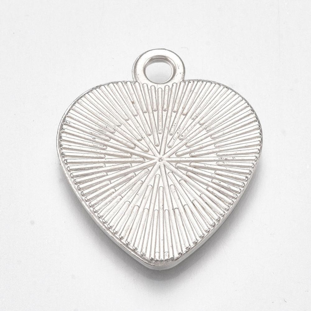 1 Inch CCB Plastic Pendant Heart Cabochon Settings - Silver / Heart / 10 Pcs