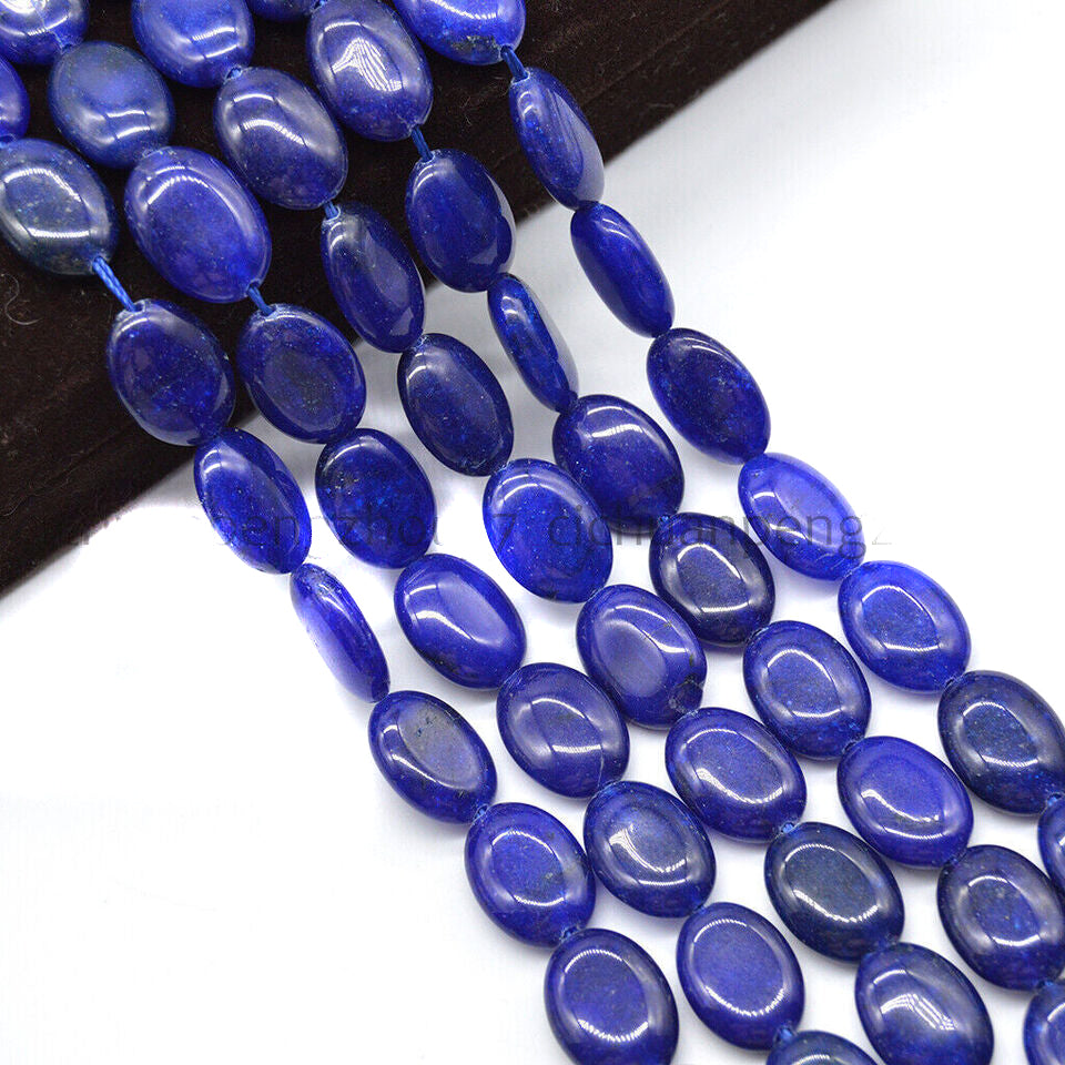 14x8mm Oval Jade Stone Beads Blue - Blue / Oval / 1 String