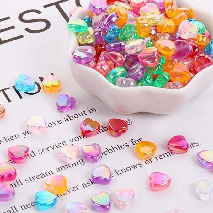 100 GM, 8mm Multi Heart Acrylic Beads
