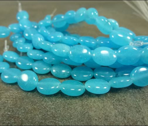 14x8mm Oval Jade Stone Beads Aqua - Aqua / Oval / 1 String