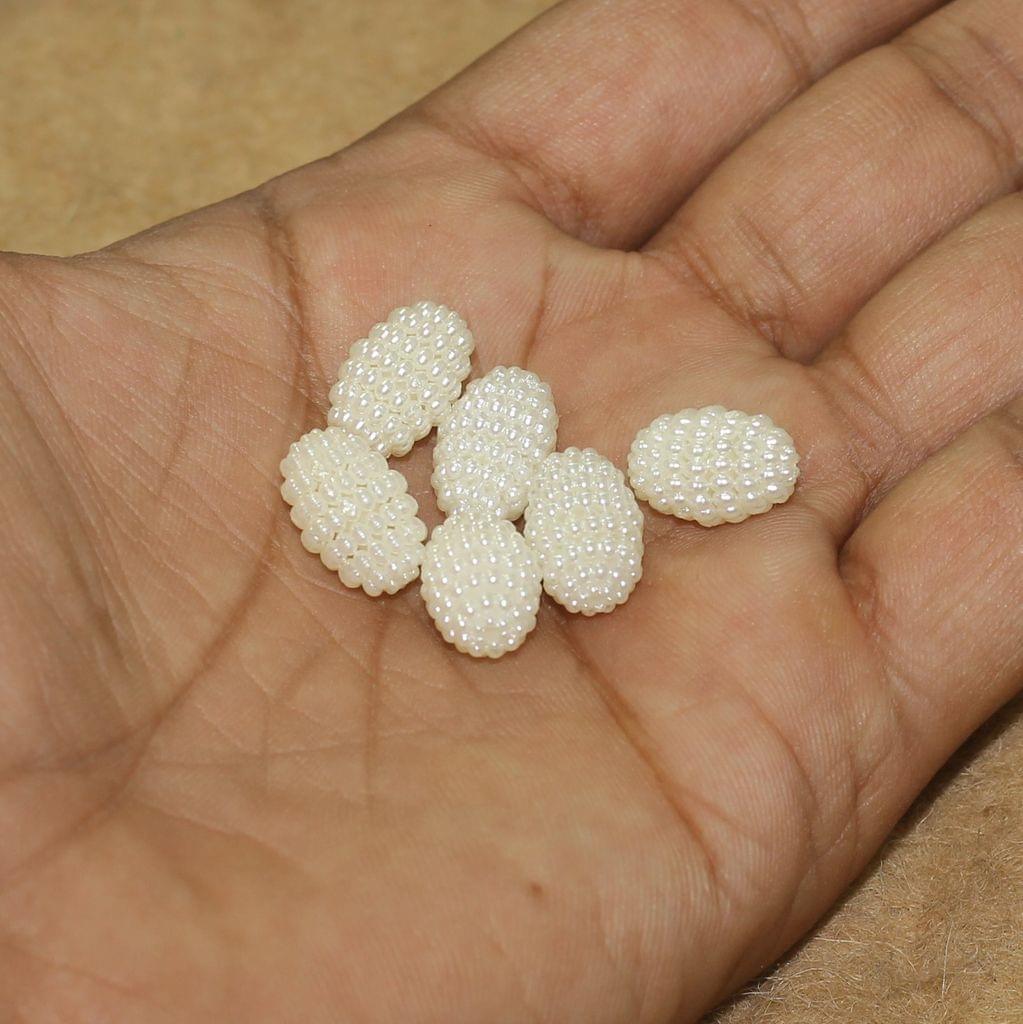 100 Pcs, 15x10mm Acrylic Pearl Oval Beads - White / Acrylic / Oval