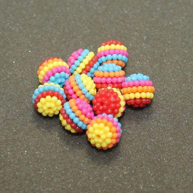 50 Pcs, 13mm MultiColor Acrylic Round Bead - MultiColor / Acrylic / Round
