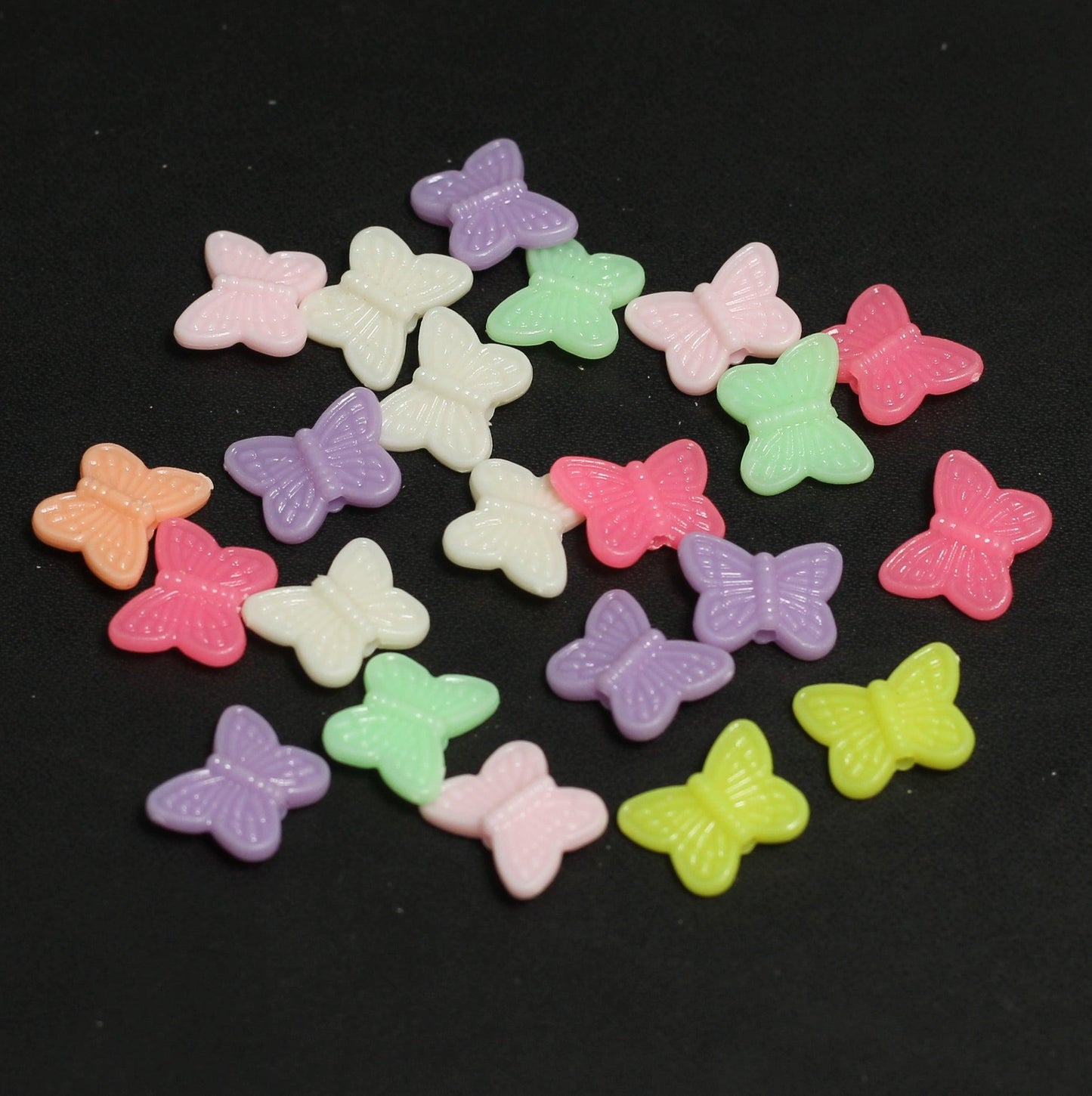 11x14mm, Acrylic Multicolor Butterfly Beads - MultiColor / Butterfly / 100 Gm