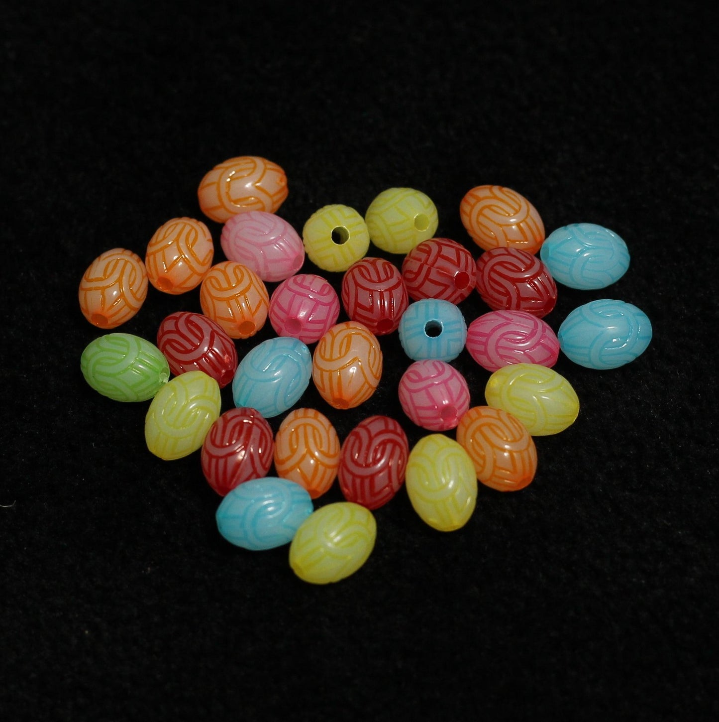 100 gm, 10x7mm Oval Acrylic Beads Assorted Color - MultiColor / Acrylic / 100 gm