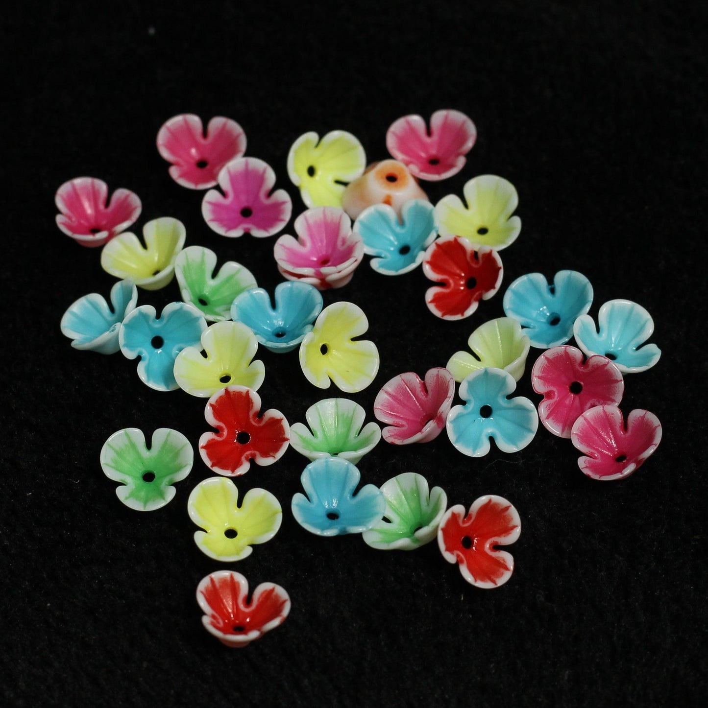 100 gm, 10x4mm Flower Acrylic Beads Assorted Color - MultiColor / Acrylic / 100 gm