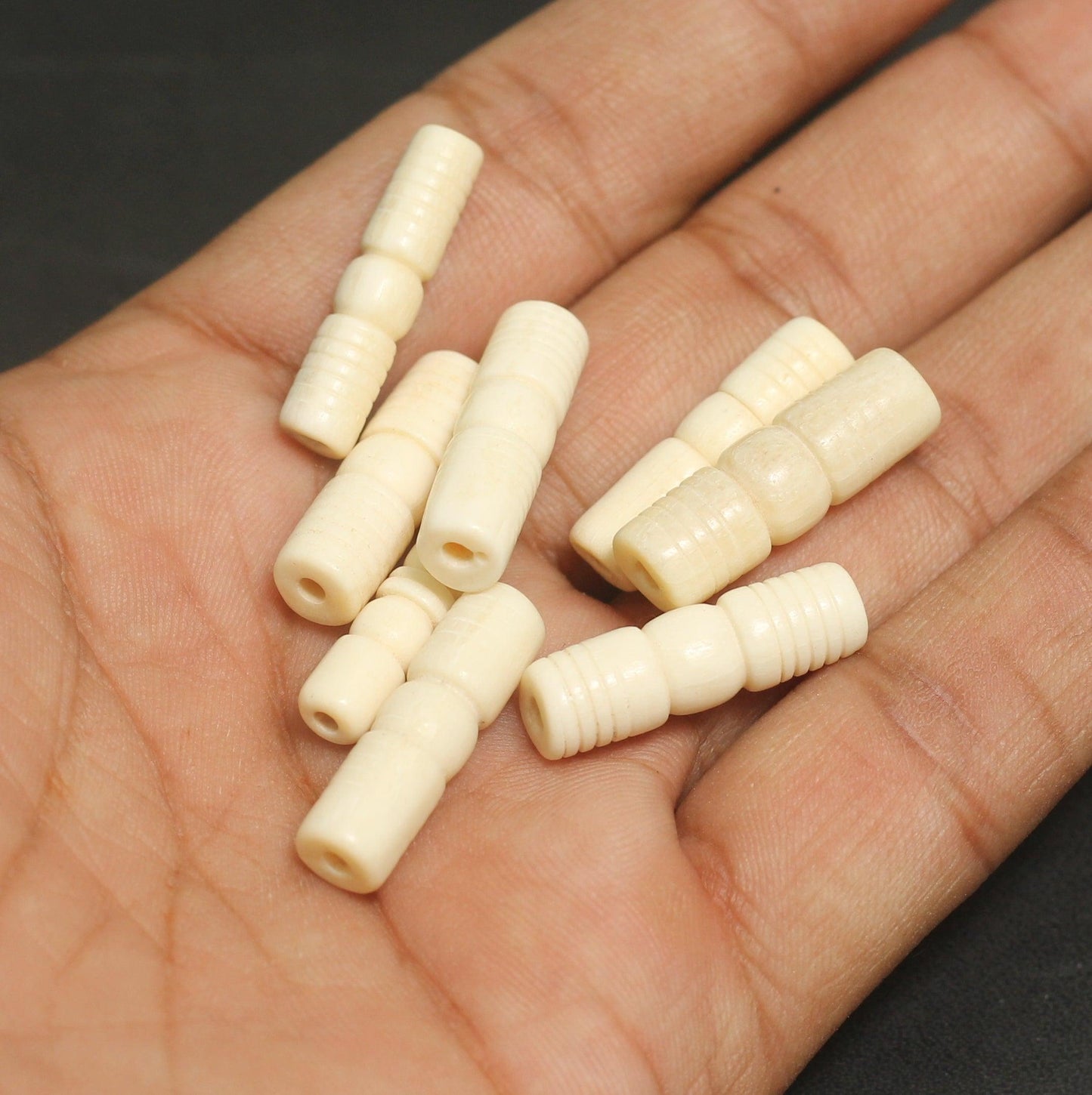 20 Pcs, 1 Inch Tube Bone Beads - Bone / 1 Inch