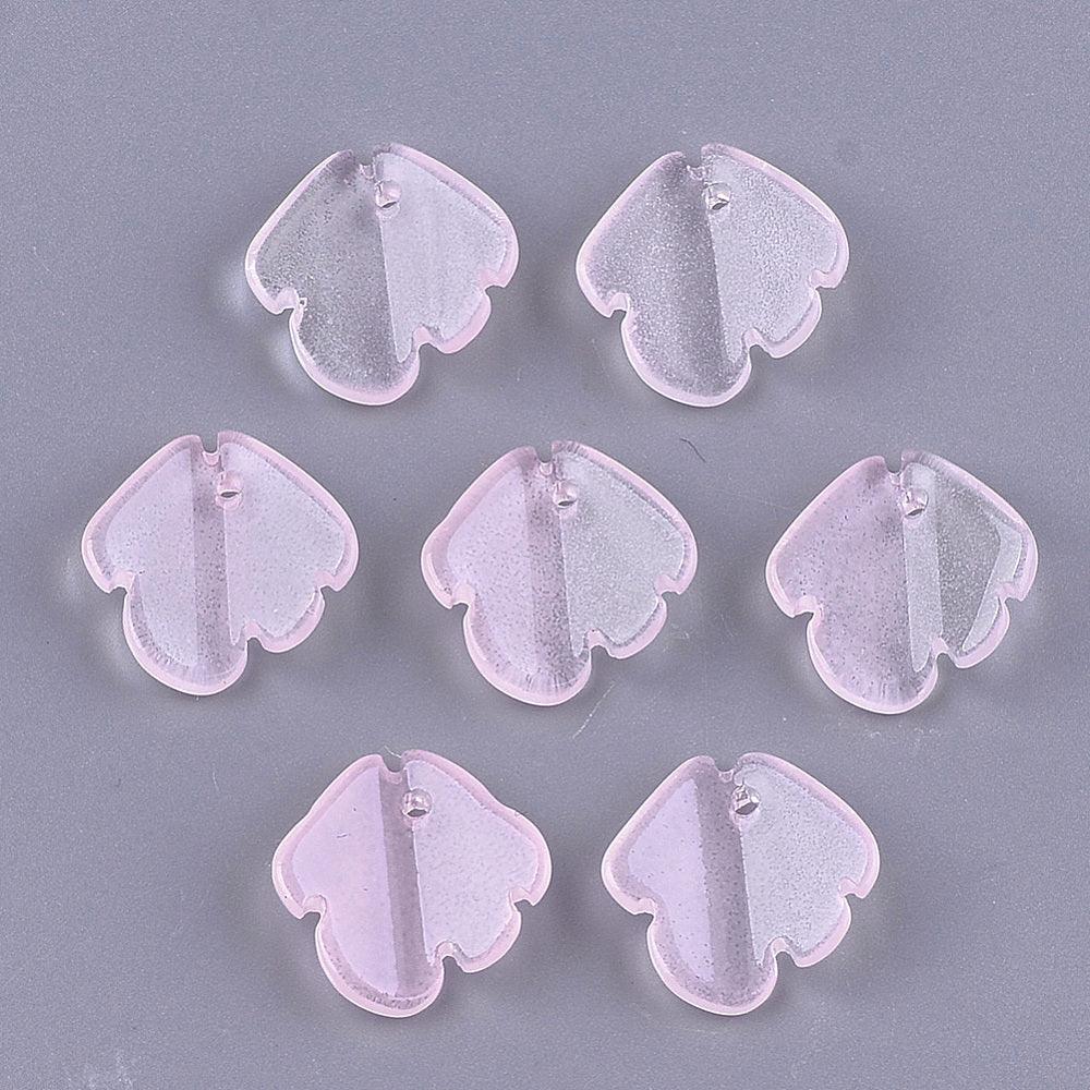 10 Pcs, 16x14.5mm, Transparent Fish Glass Charms Pink - Pink
