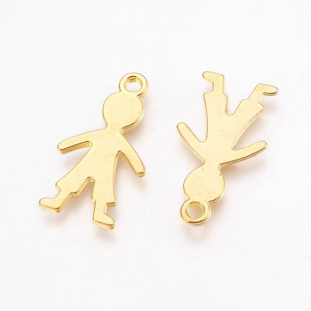 26.5x14.5mm, Tibetan Style Alloy Charms, Boy Silhouette Pendants, Golden - Alloy / Golden / 5 Pcs