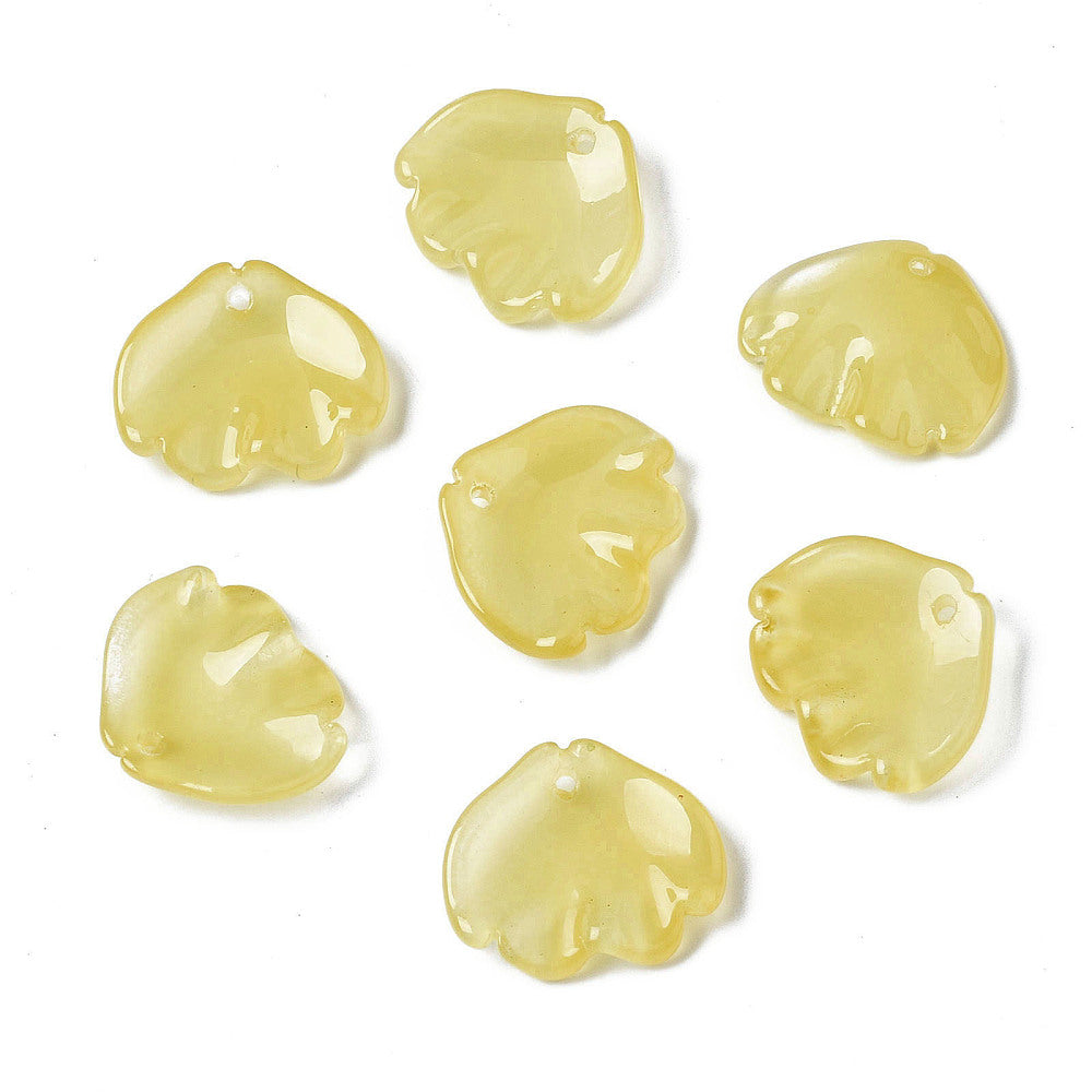 15x18x4mm,Transparent Glass Pendants, Imitation Jade Pendants Yellow - Yellow / Glass / 10 Pcs