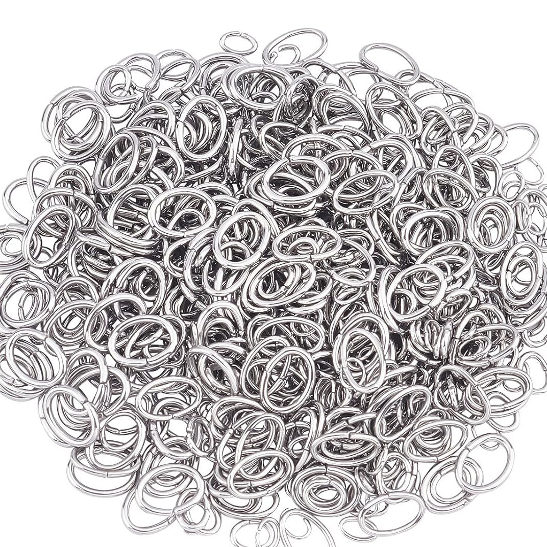 5x4mm Anti Tarnish Rhodium Plated Jump Rings Oval - Silver / 100 Pcs / Brass
