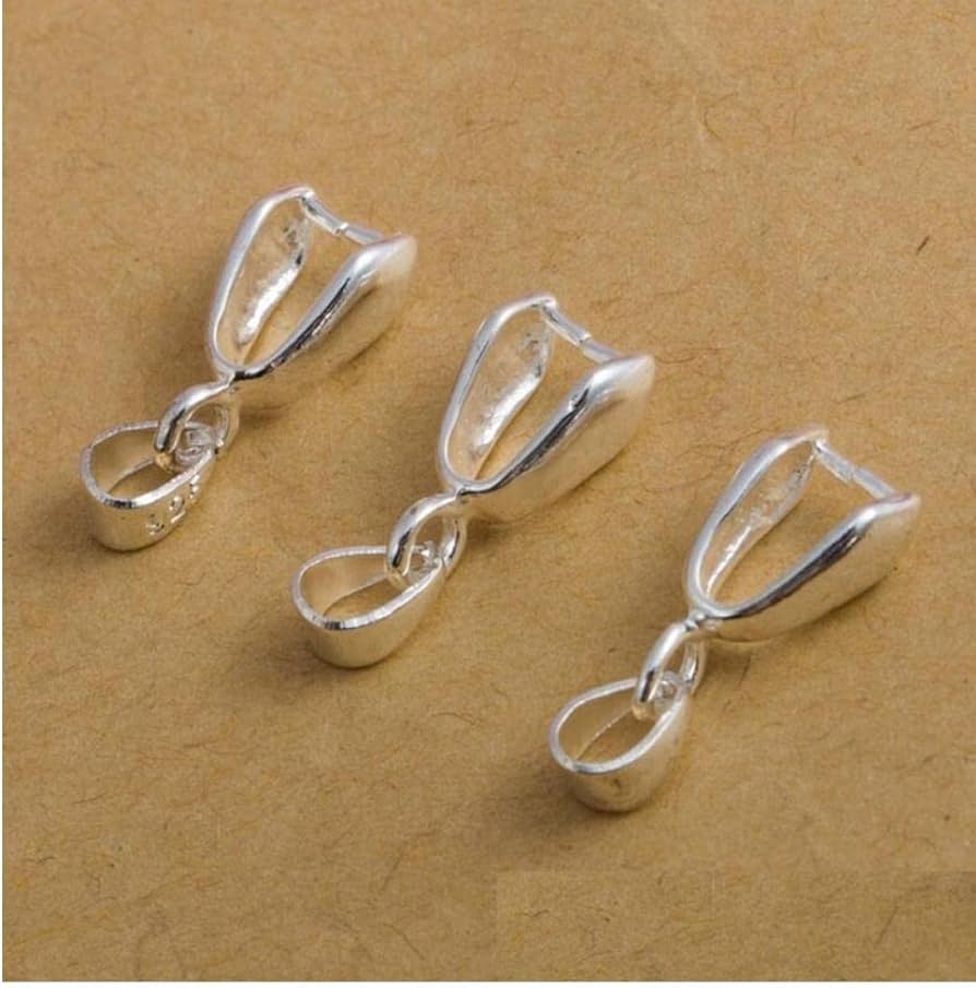 12mm Anti Tarnish Rhodium Plated Pinch Bails - Brass / Silver / 5 Pcs