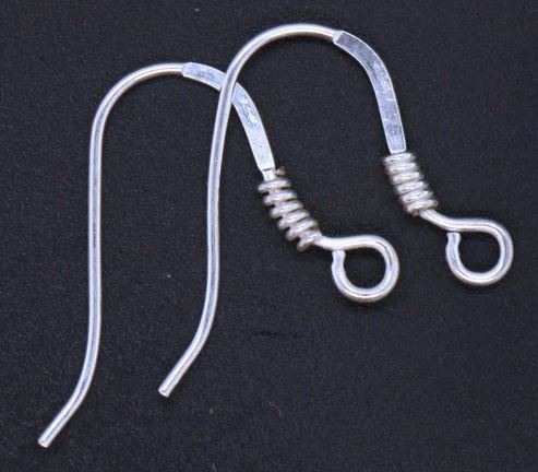 15mm Anti Tarnish Rhodium Plated Ear Hooks - Brass / Silver / 10 Pcs
