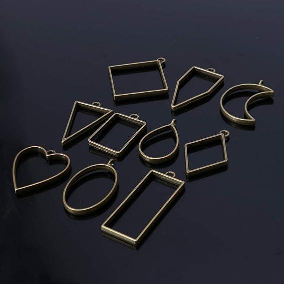 10 Pcs, Alloy Open Back Bezel Pendants, Resin Jewellery, Flower Jewelry, Mixed Shape - Silver / 1 Packet / Assorted