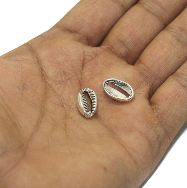 20 Pcs, 16x10mm German Silver Cowrie Beads - Silver / German Silver / 16mm