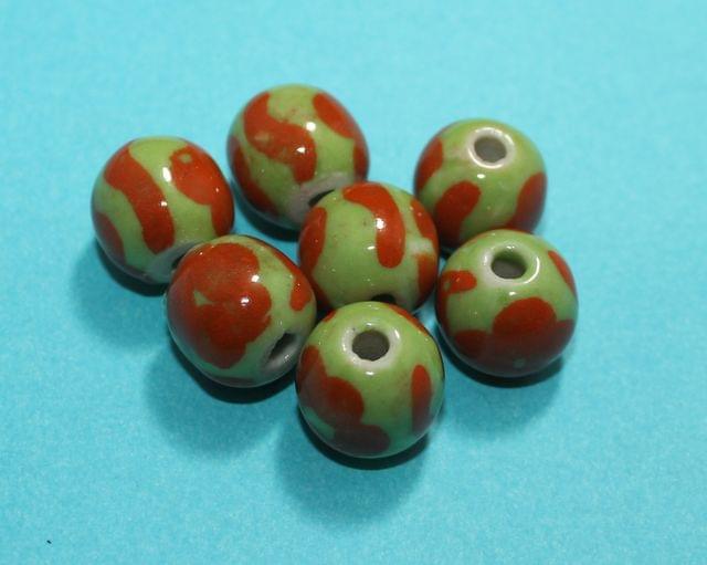 20 Pcs Ceramic Round Beads - Parrot Green / 16mm / Round