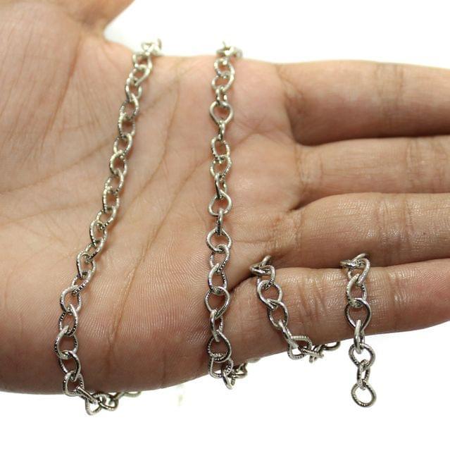 100 gm, 6x5mm Metal Chain - Silver / Iron / 100 gm