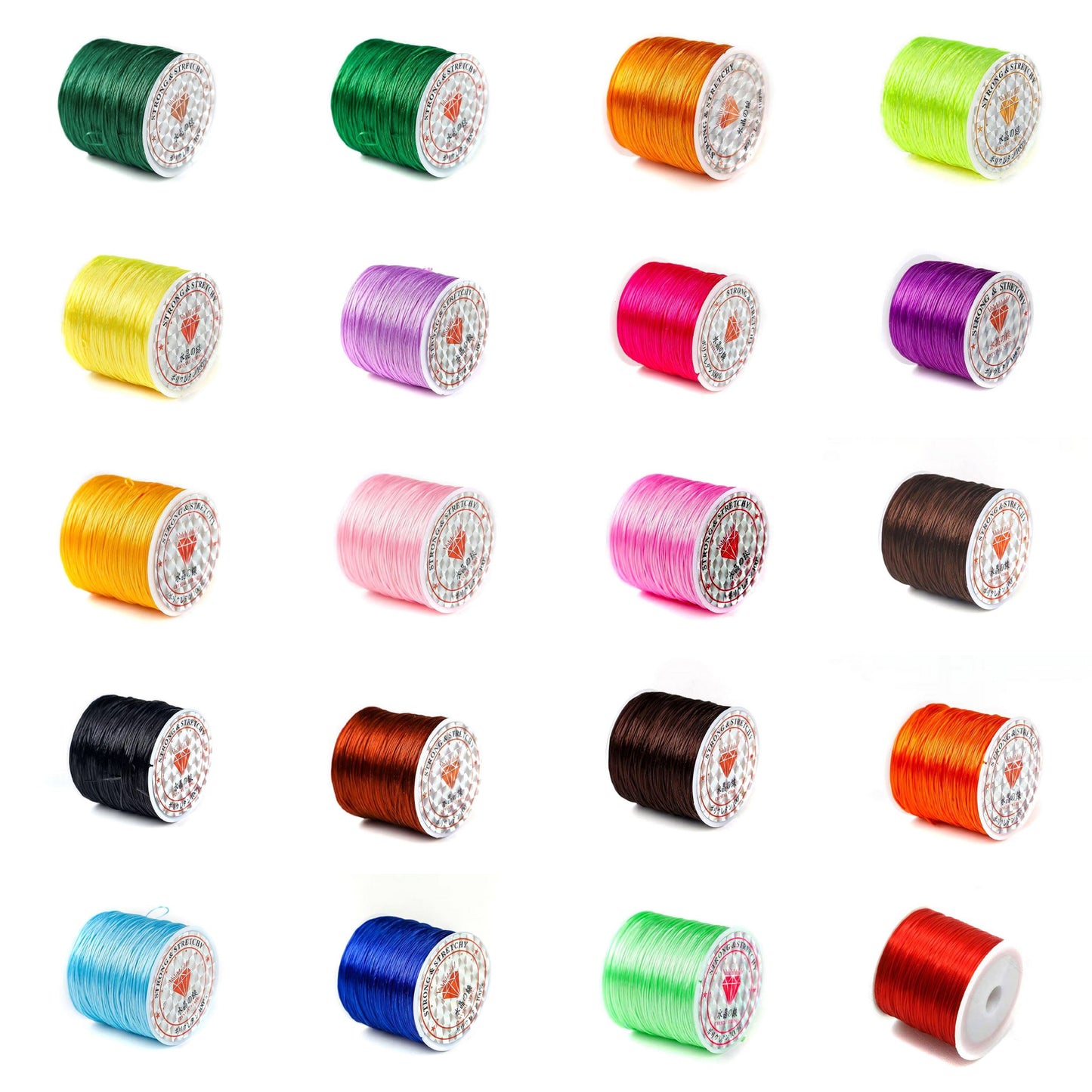20 Colors, 0.5mm Flat Elastic Cords Combo - MultiColor / Elastic