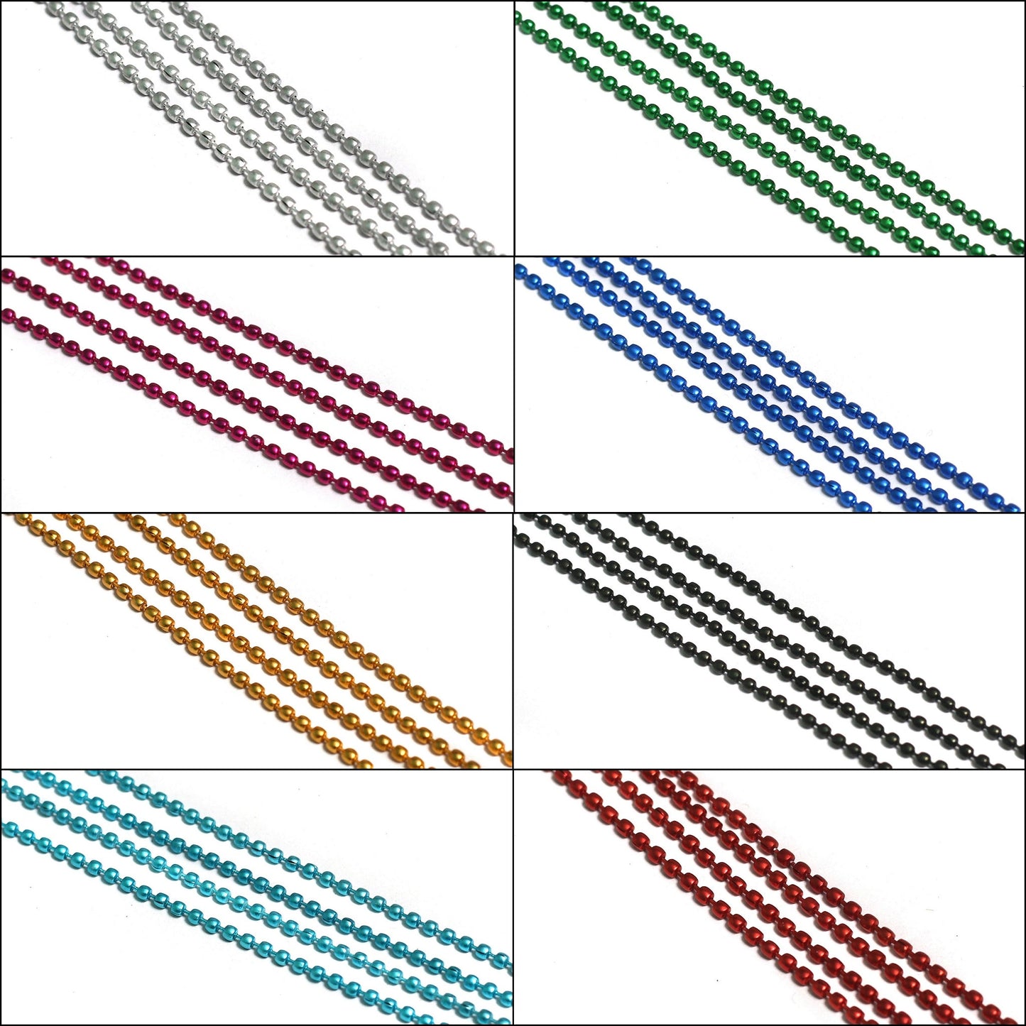 32 Mtrs, 2mm Aluminium Ball Chain - MultiColor / 2mm / Aluminium