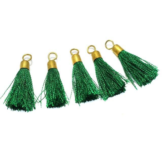 20 Pcs, 1 Inch Silk Thread Tassels - Green / Thread