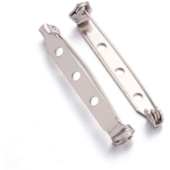 1 Inches, Brooch Backs Pins Silver Bar Back Catch Findings 3 Holes - Silver