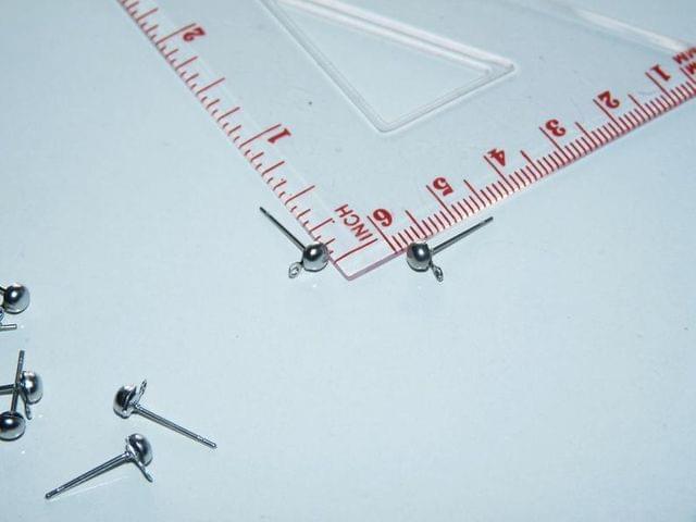 5 Pairs 3mm Half Ball With Closed Loop Earring Posts - Silver / 3mm / Iron
