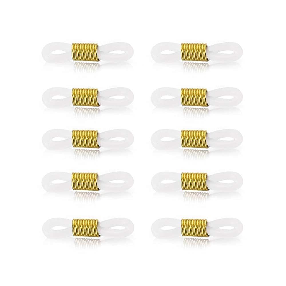 10 Pcs Eyeglass Chain Rubber Ends - Golden / 0.75 Inch / Rubber