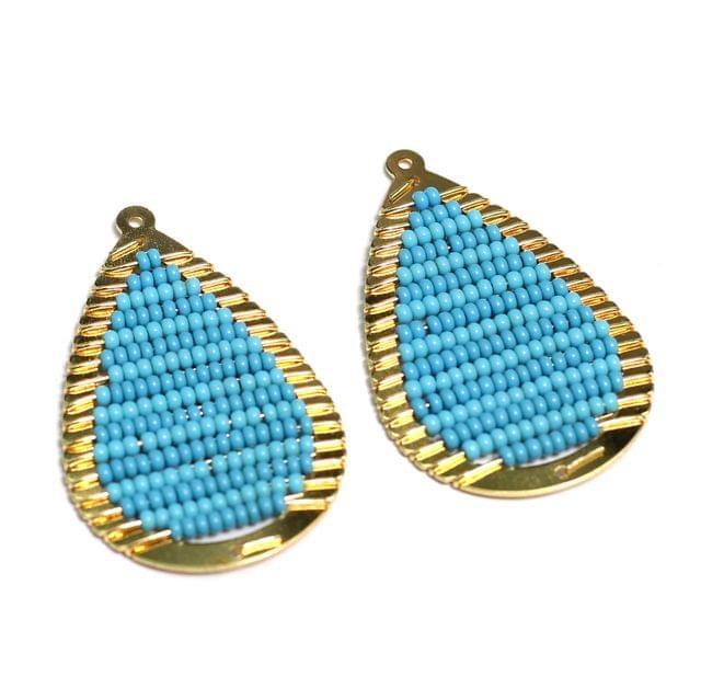 2 Pcs, 40x27mm Miyuki Beads Drop Connector and Earrings Components - MultiColor / 40mm / Iron