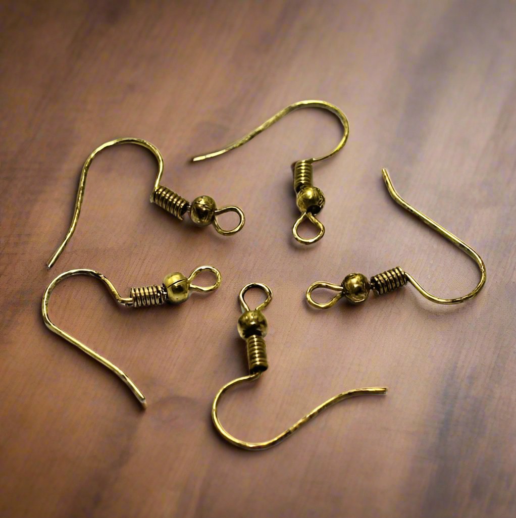 50 Pairs, 20x7mm Antique Earring Hooks - Golden