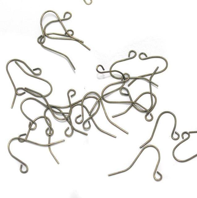 50 Pairs, 20x7 mm Earring Hooks Antique - Iron / Silver