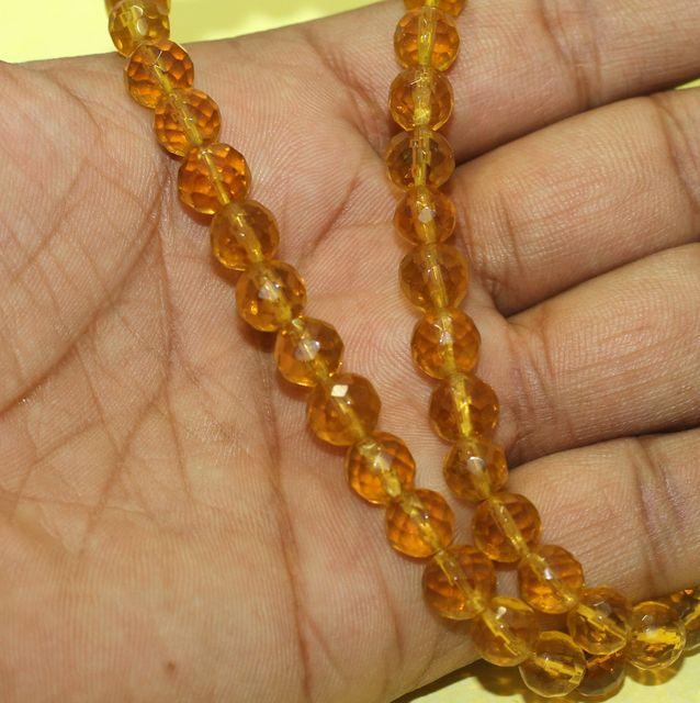 1 String Faceted Crystal Round Beads 8mm - Yellow / Glass / Round