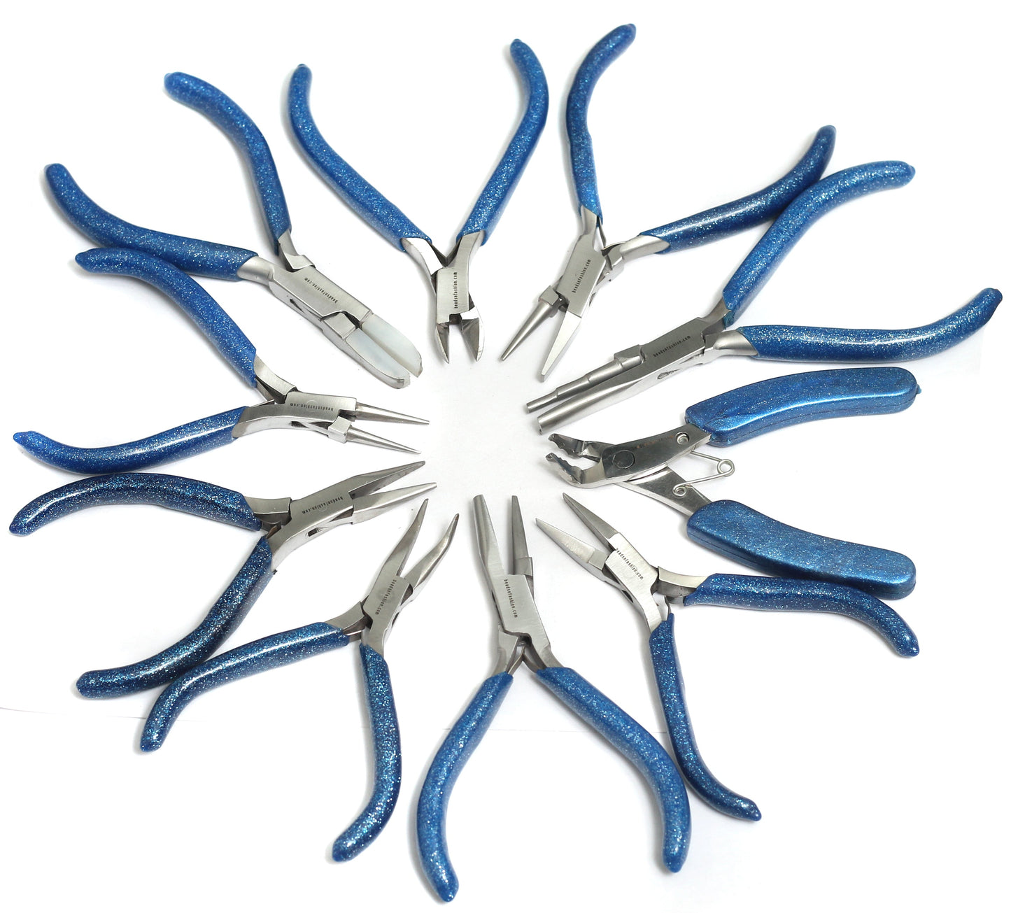 10 Pcs Stainless Steel Jewellery Making Pliers Tools - Blue / Stainless Steel
